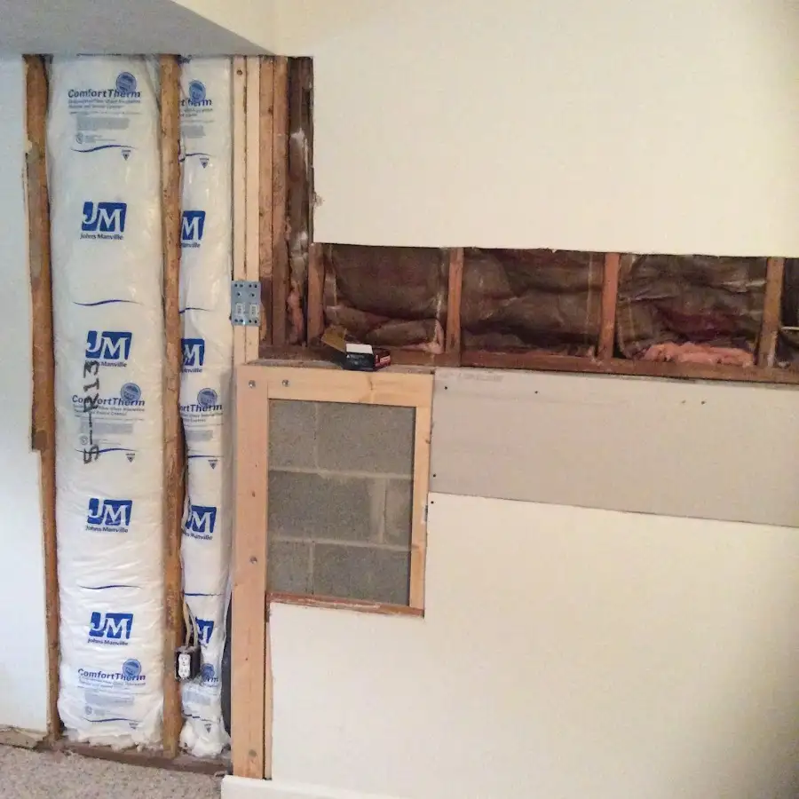 Wall insulation replacement during Contents Cleaning & Restoration in Derry